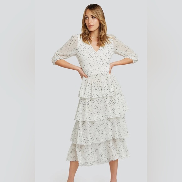 NWT Belle & Bloom polka dot midi tiered dress size small - Picture 4 of 10